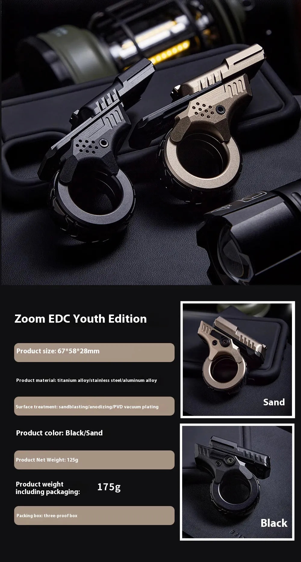 Titanium Alloy Fidget Gun shape Spinner CRAFT