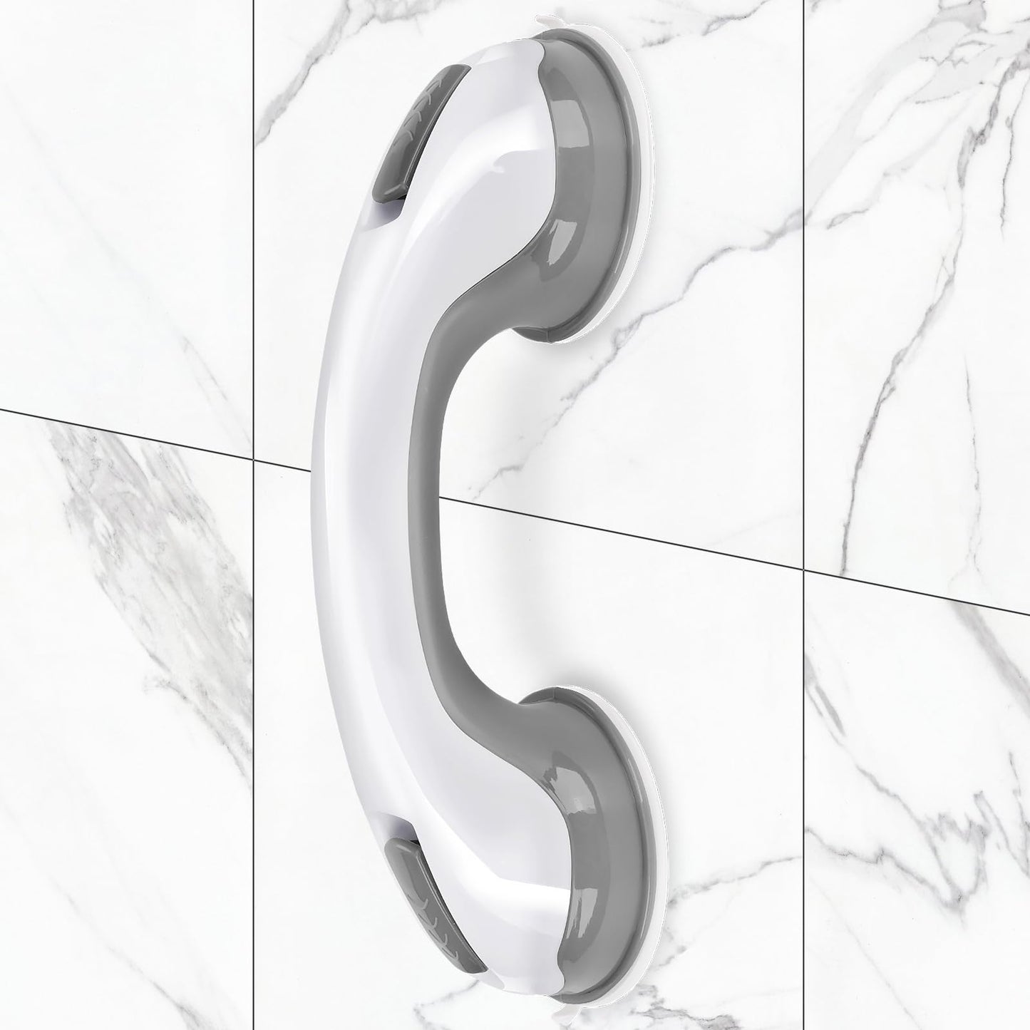 Shower Handle 1 Pack Grab Bars for Bathtubs & Showers 12 inch Grab Bars for Bathroom with Strong Hold Suction Cup Balance Bar Safety Hand Rail for Injury Senior Elderly Grey