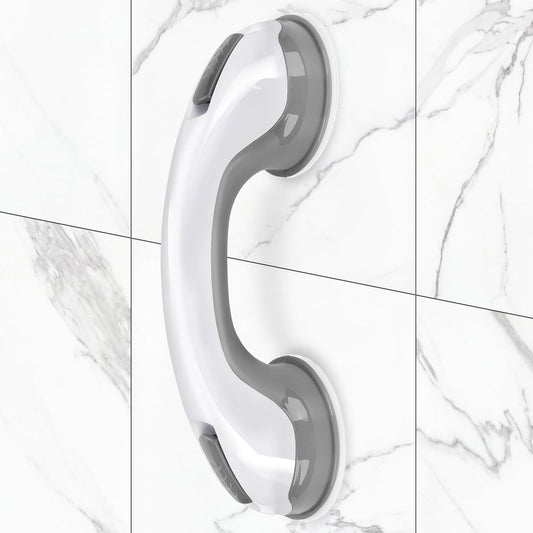 Shower Handle 1 Pack Grab Bars for Bathtubs & Showers 12 inch Grab Bars for Bathroom with Strong Hold Suction Cup Balance Bar Safety Hand Rail for Injury Senior Elderly Grey