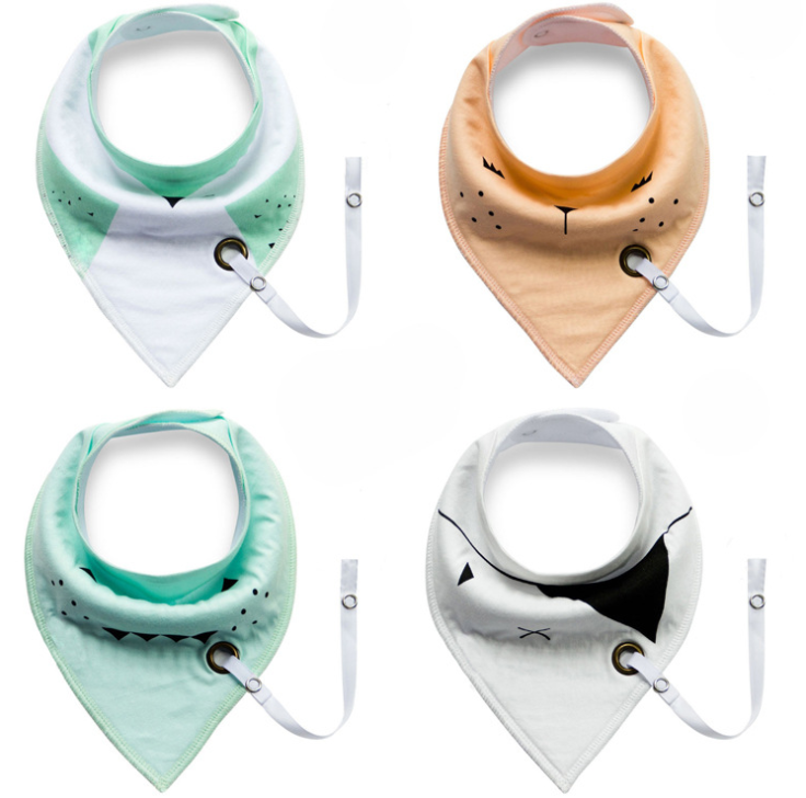 Baby Cotton Triangle Bib with Double Layer and Snap Closure over 95% pure cotton
