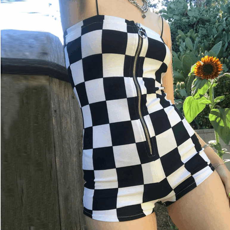 One-Piece Jumpsuit and Plaid  Overalls  Women  Woman