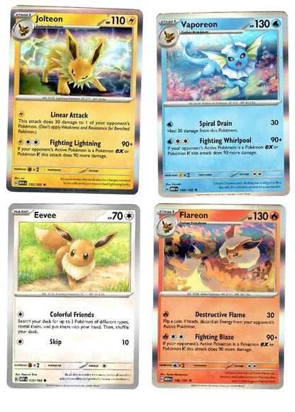 Jolteon Flareon Vaporeon 135/165 - Eevee - Pokemon 151 - Evolution 4 Card Lot - Holo Rare