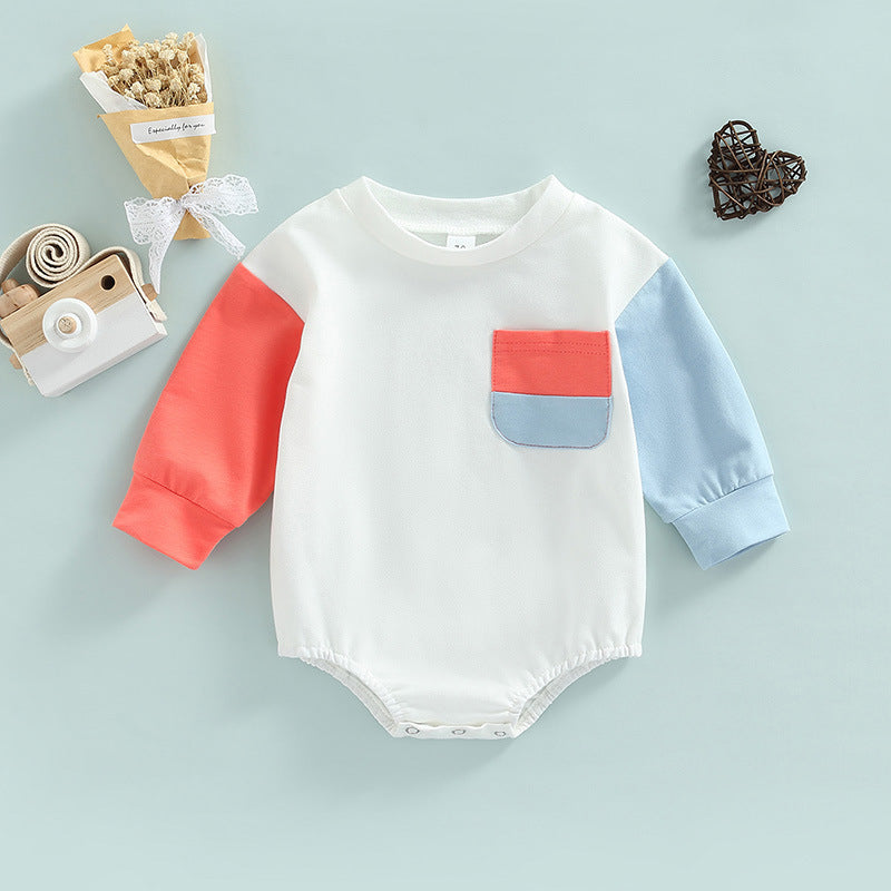 Contrast Long Sleeve One-Piece Romper baby