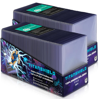 TitanShield 3"x4" Platinum Quality Seamless Toploaders Top Loader Sleeves for Collectible Trading Cards Compatible with Pokemon MTG Kpop Photocards (200 ct.)