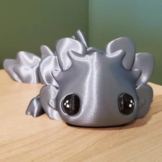 Cute 3D Printed Axolotl Fidget Toy Flexible Articulating Sensory Pet Axolotl 3D Print Toy (Gray Small)