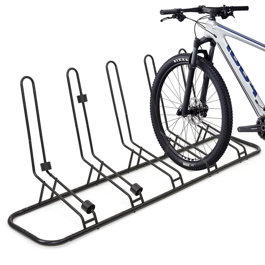 5 Bike Rack Bike Stand with No Hit on Disc Brake and Derailleur Waterproof Bike Floor Stand for Road Bike Kids Bike MTB Bicycle Rack for Garage Indoor Outdoor (5 Bike Rack)