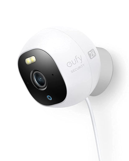 eufy Security Outdoor Cam E220 All-in-One Outdoor Security Camera with 2K Resolution Spotlight Color Night Vision No Monthly Fees Wired Camera IP67 Weatherproof Motion Only Alert(Renewed)