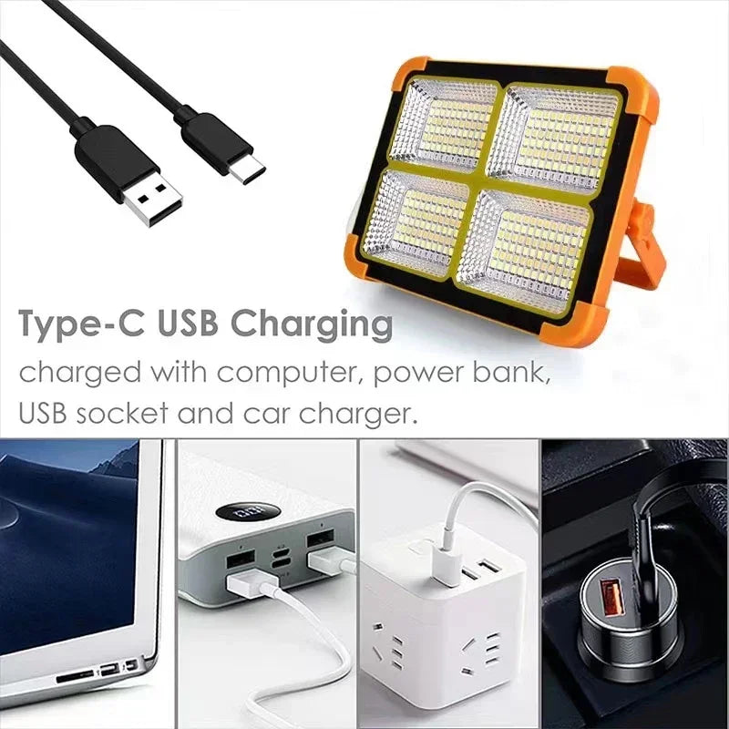 Portable Rechargeable Solar LED Flood Light Projector