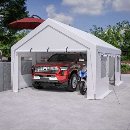 13x20 Heavy Duty Steel Carport Storage Canopy Garage Tent with Removable Side Walls