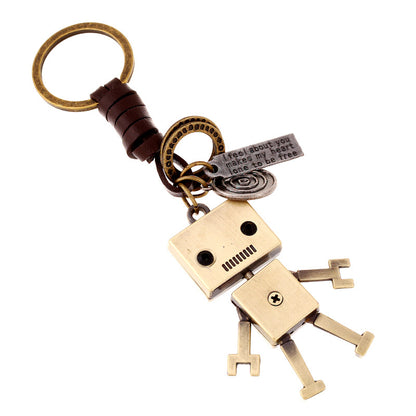 Creative Leather Robot Keychain for Couples