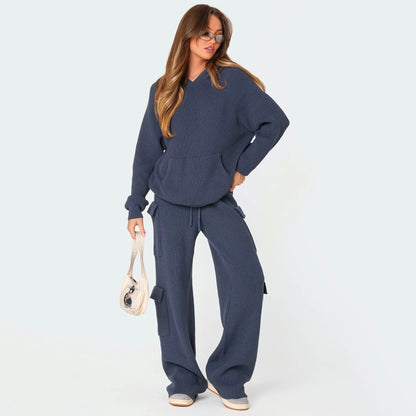 Luxe Knit Hoodie Cargo Set Women Woman (One Piece)