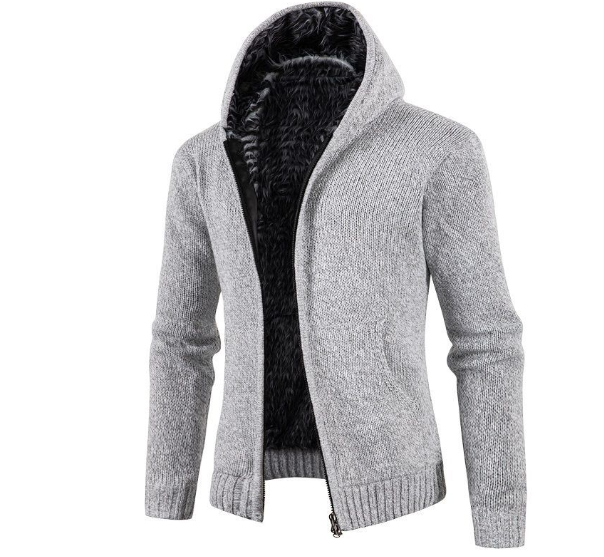 Fashionable Hooded Knit Cardigan Sweater Men Man (One Piece)