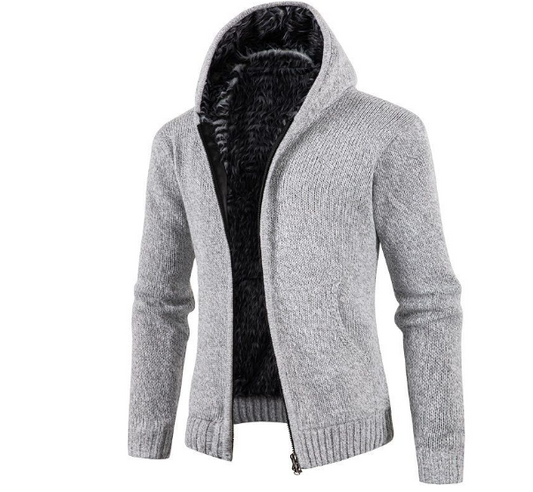 Fashionable Hooded Knit Cardigan Sweater Men Man (One Piece)