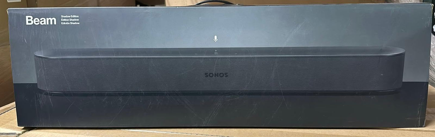 All-new Sonos Beam  Compact Smart TV Soundbar with Amazon Alexa voice control built-in. Wireless home theater and streaming music in any room. (Black) (Renewed)
