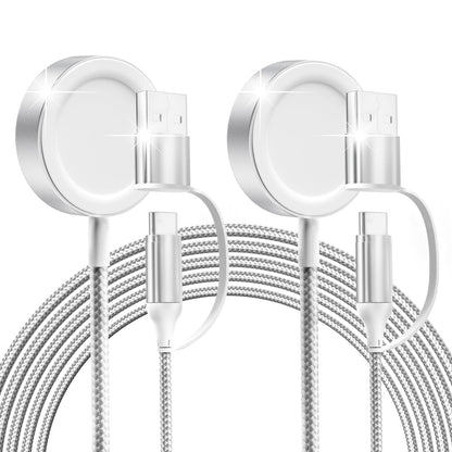 2 Pack for Apple Watch Charger 3.3ft/1m Magnetic Wireless Nylon Braided Fast Wireless Charging Cord Cable for USB C/USB A Compatible with iWatch Ultra 2/Ultra Series 10 SE/SE2/9/8/7/6/5/4/3/2/1