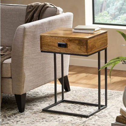 C-shaped wood Table with drawer 18x14x26.5 inch