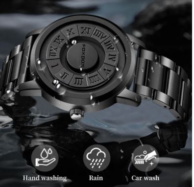 FOXBOX trendy Men Watch with stainless steel strap