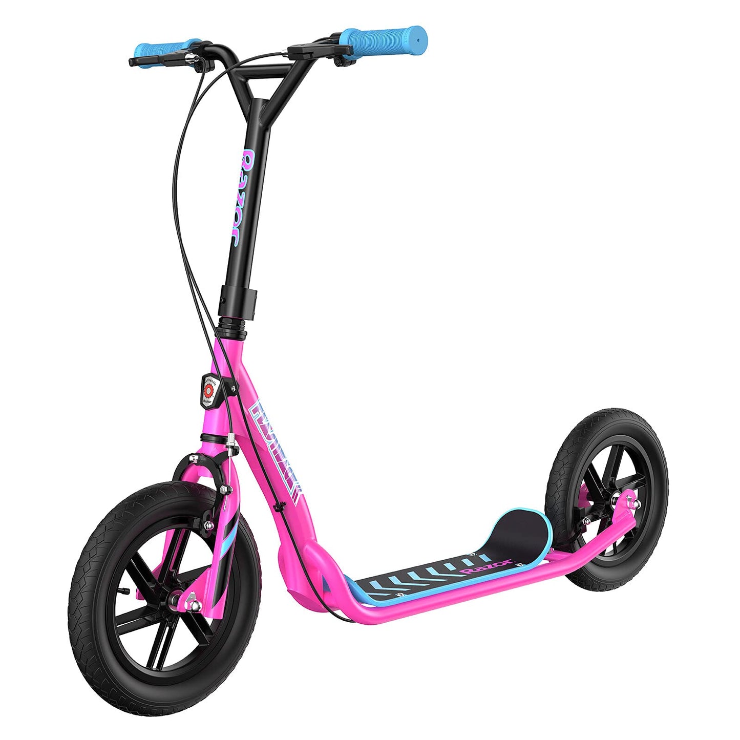 Razor Flashback Kick Scooter for Ages 8+ – Spoked Mag Wheels with 12" Pneumatic Tires Dual Hand-Operated Brakes BMX Style Scooter for Kids and Teens for Riders up to 220 lbs