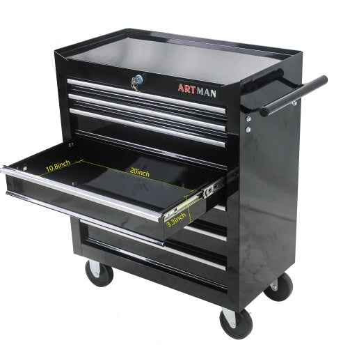 7 DRAWERS multi function tool cart with wheels and lock - BLACK garage