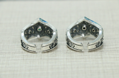Personalized Inlaid Six Pointed Star Ring valentine couple birthday date gift