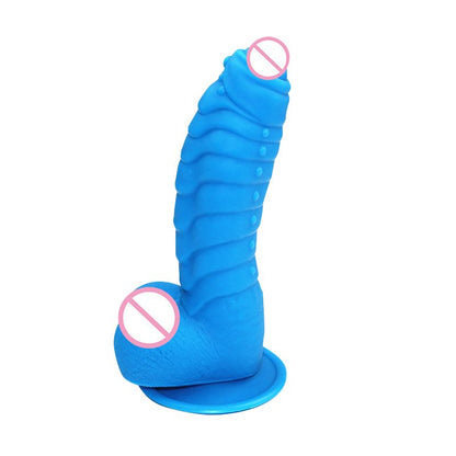 Colorful Dinosaur Scale Suction Silicone Adult Toy couple