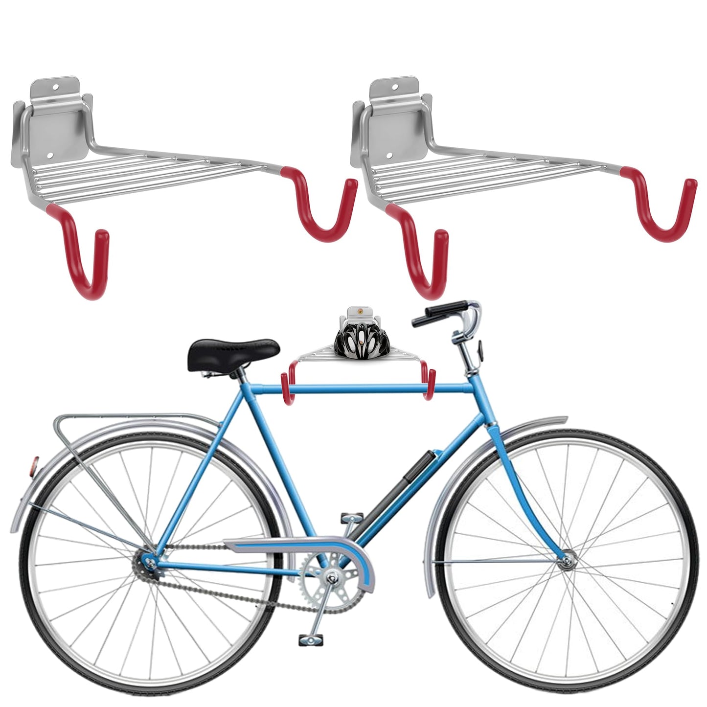 2PACK Bike Rack Garage Bike Wall Mount Bike Wall Hanger Bike Wall Hook Bike Storage Rack for Indoor Storage Bike Horizontal Rack Bicycle Wall Mount Bicycle Wall Rack