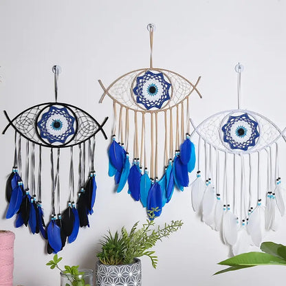 Handmade Dream Catcher with Evil Eye Feather Home Decor