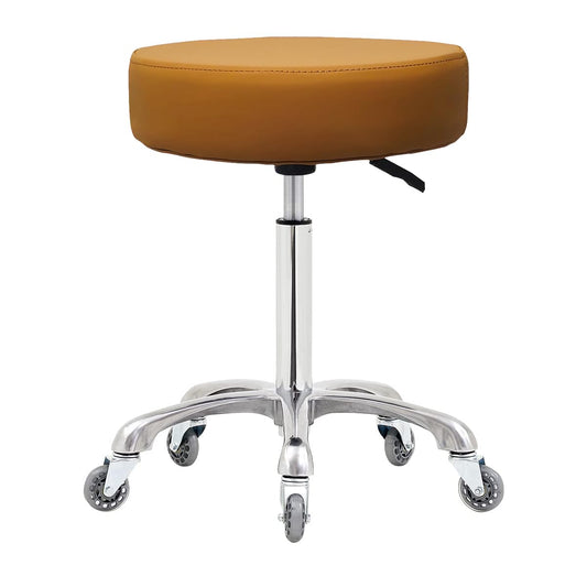 Ainilaily Rolling Stool with Wheels Heavy Duty 400 lbs Stool for Shop Guitar Lab Tattoo Workbench Medical Adjustable Swivel Stool Chair (Camel)