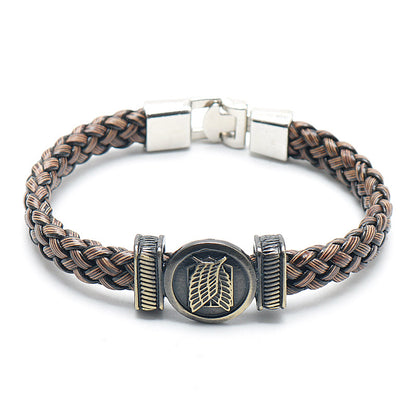 Anime Merch Accessories: Naruto, One Piece & Attack on Titan Leather Bracelet