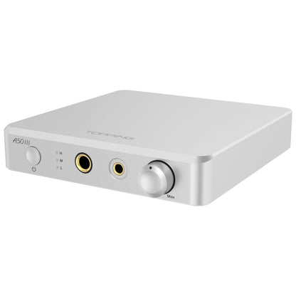 TOPPING A50 III Headphone Amplifier - High-Performance NFCA Modules Powerful 3500mW x 2 Output 6.35mm Single-Ended & 4.4mm Balanced Jacks RCA/TRS Inputs 3 Gain Settings(Silver)