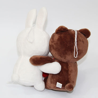 Brown Bear and Cony Rabbit Plush Couple Toy Decor