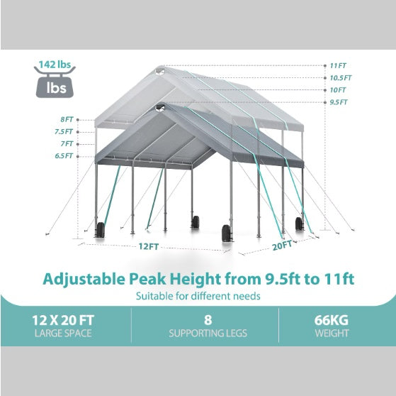 Extra large Portable Car Tent Garage storage shelter 12x20ft