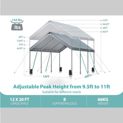 Extra large Portable Car Tent Garage storage shelter 12x20ft
