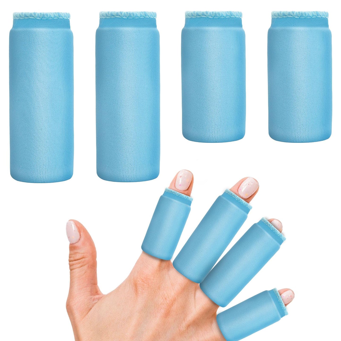 LEOSTEP Finger Ice Sleeves Packs Reusable Finger Cold Packs 4 pcs Finger Gle Ice Pack Wrap Thumbs & Toes Lasting Cold Compress Hot Cold Ice Pack - for Injury Sprain Swelling