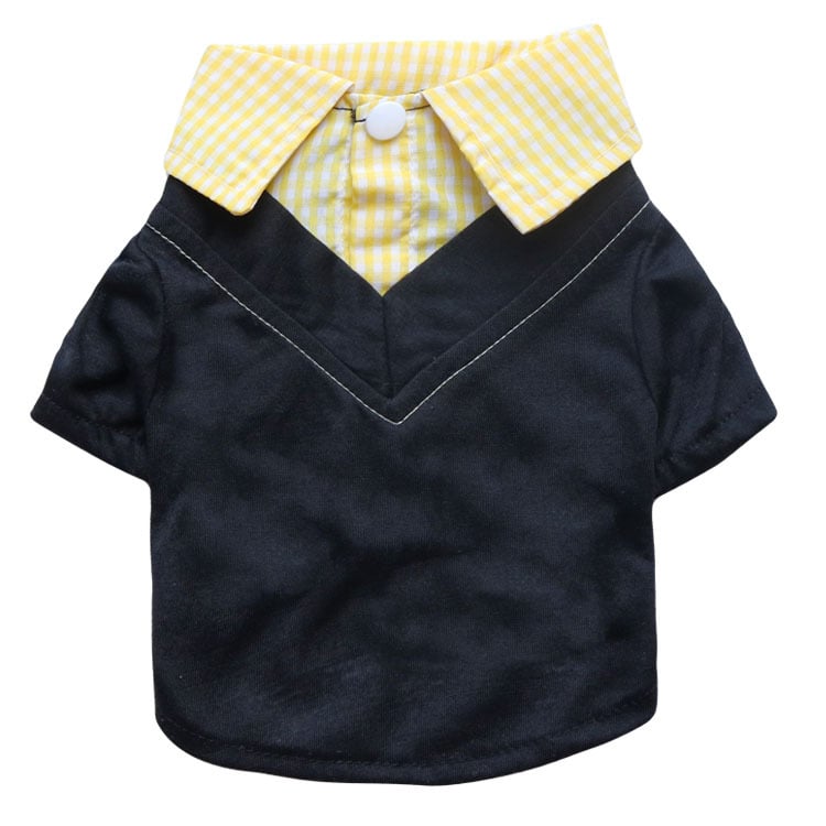 Teddy Printed Plaid Dog Shirt with Pointed Collar