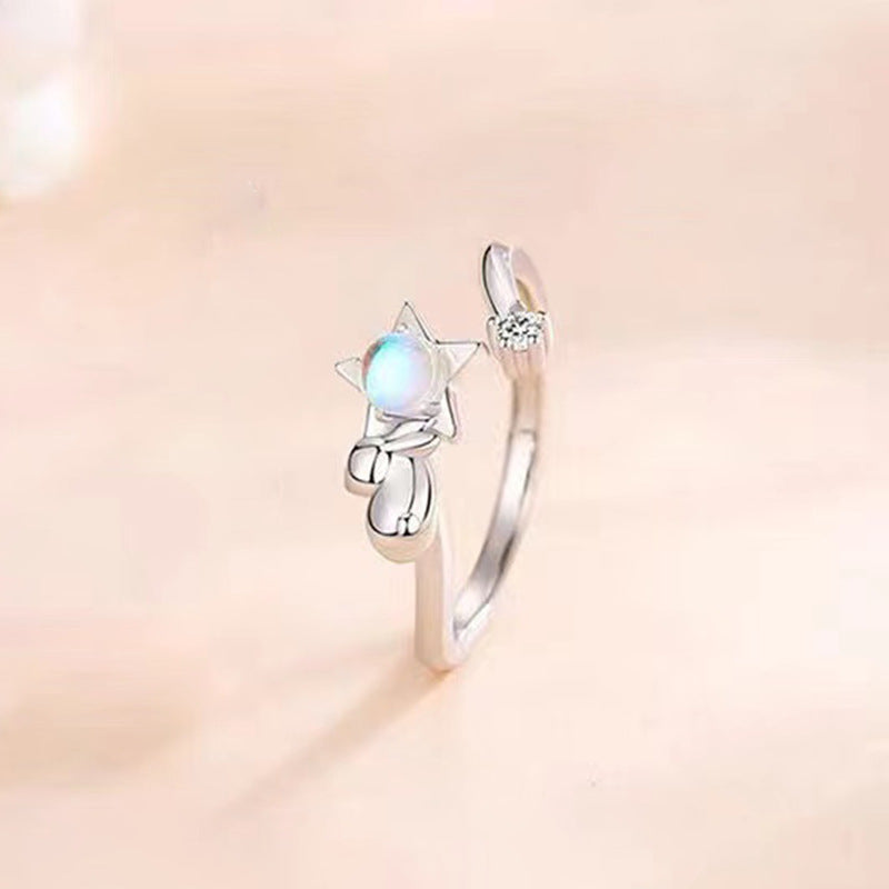 Laurel Star Rabbit Couple Ring birthday valentine romance gift