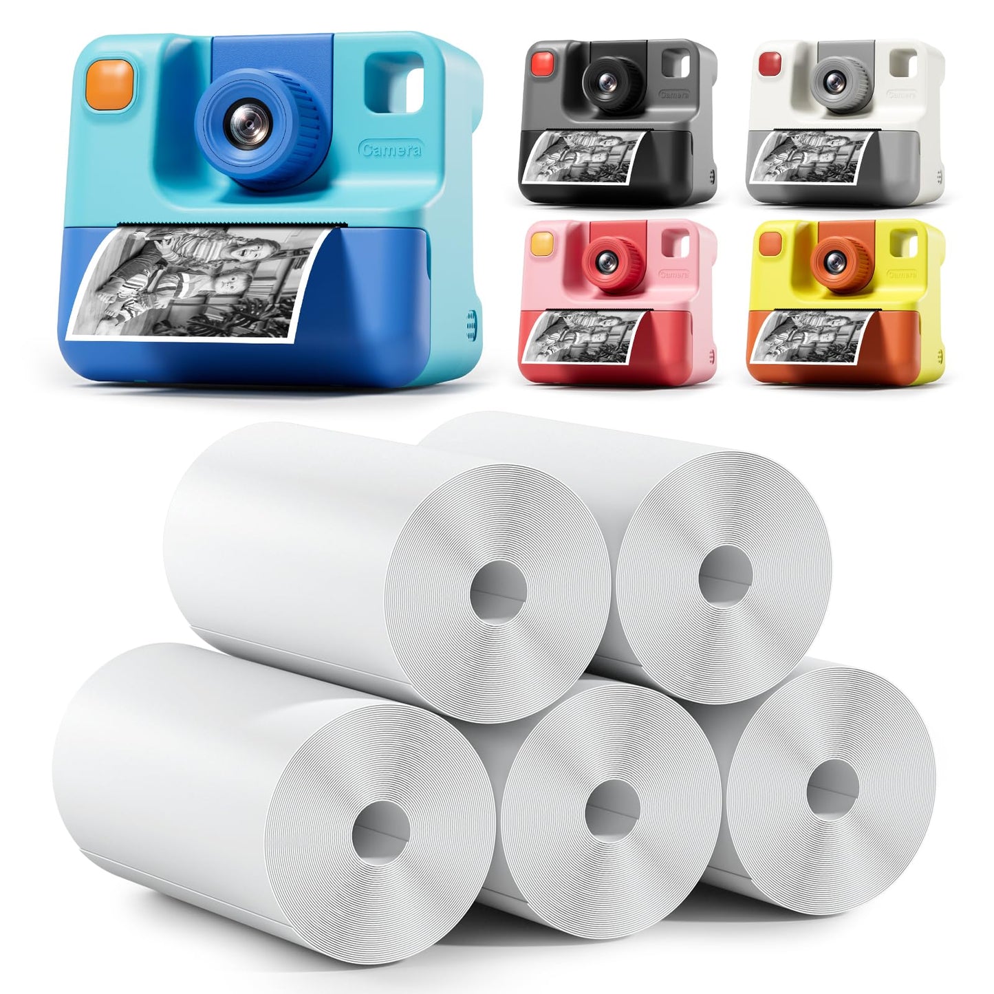 5 Rolls Kids Instant Camera Refill Print Paper for Kids Instant Print CameraHD Printing Thermal Print Paper Set Portable Refill Print Paper