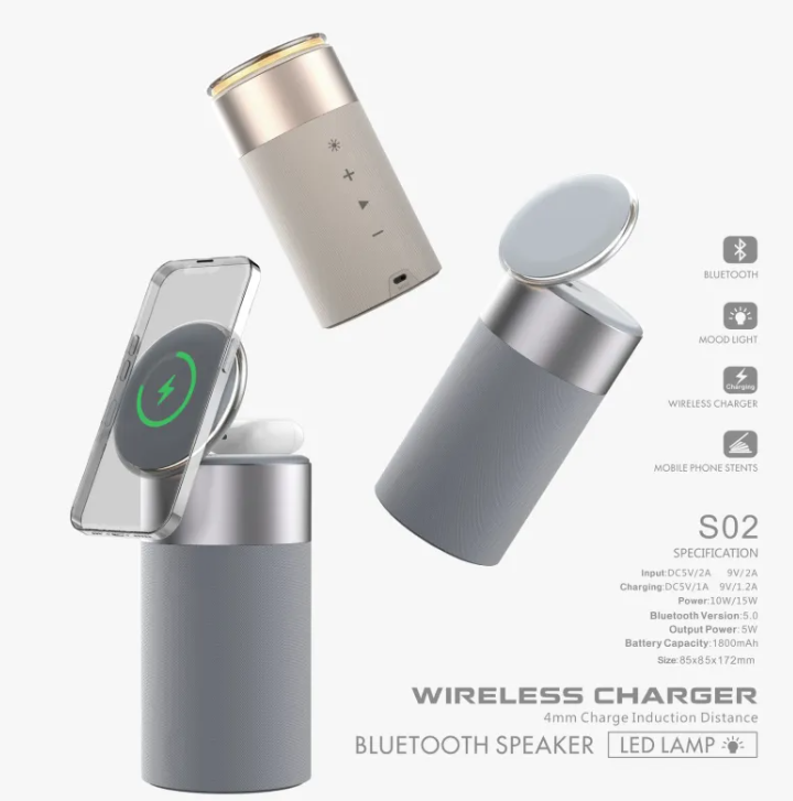iPhone Airpod Dock Charger Sync 3-in-1 Station Bluetooth Speaker With Touch Lamp