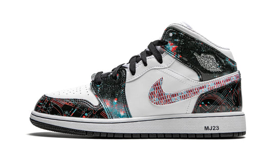Nike Youth Air Jordan 1 Mid Se GS White / Bright Crimson-blue Hero 4 Big Kid