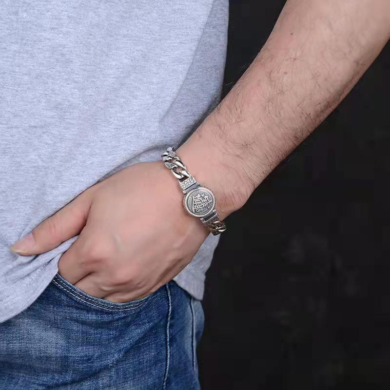 Men's Vintage Six-Word Statement Spinner Bracelet stress relief