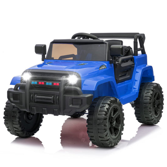 JOYMOR Ride on Truck with Remote Control 4 Wheels 12V Battery Powered Kids Car with LED Headlight/Horn Button/ MP3 Player/USB Port/Forward Backward/Kids Girl Boy (Blue)