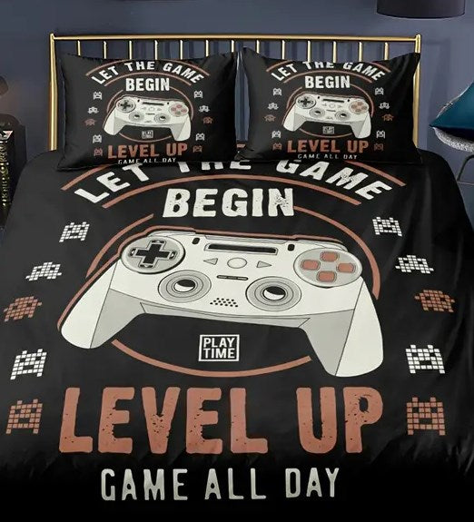 Video Game Print Duvet Cover Set for Bedroom (2/3pcs)