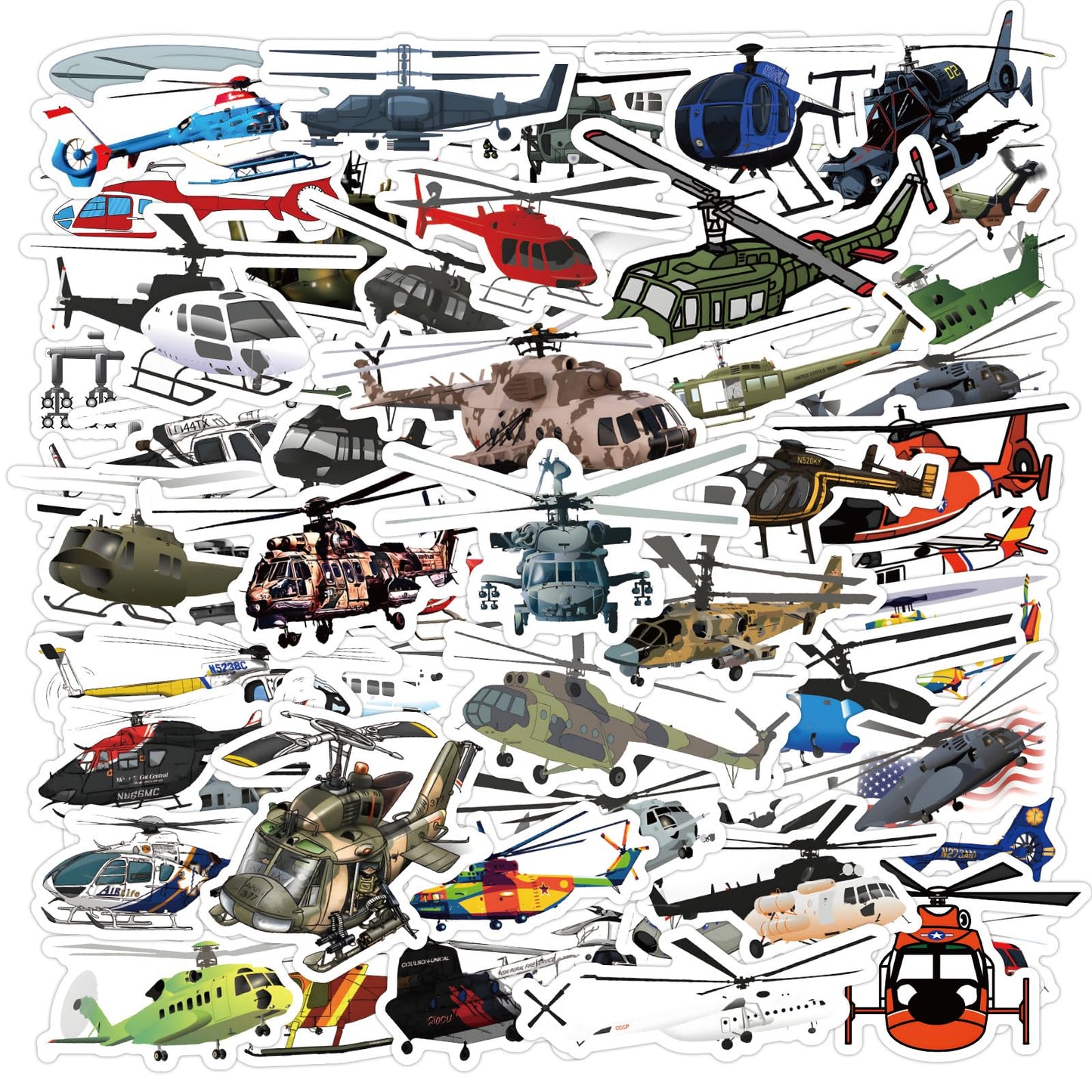 60 Pack Military Helicopter Stickers Vinyl Decal Sticker Waterproof