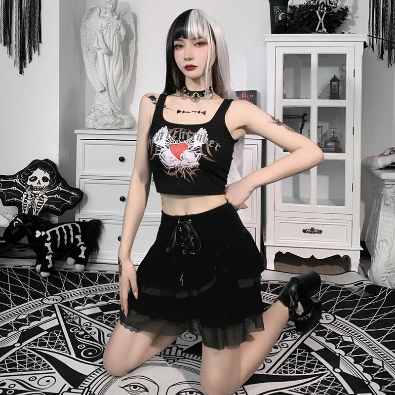 Gothic Lace-up Mesh Sexy Skirt woman women date couple party night clubbing nightclub