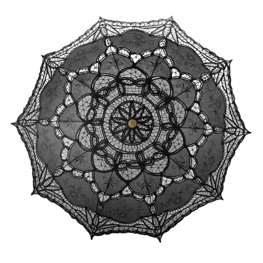 TopTie Vintage Black Lace Parasol Wedding Bridal Umbrella Photograph Parasol Party Decorations Supplies