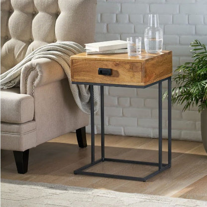 C-shaped wood Table with drawer 18x14x26.5 inch