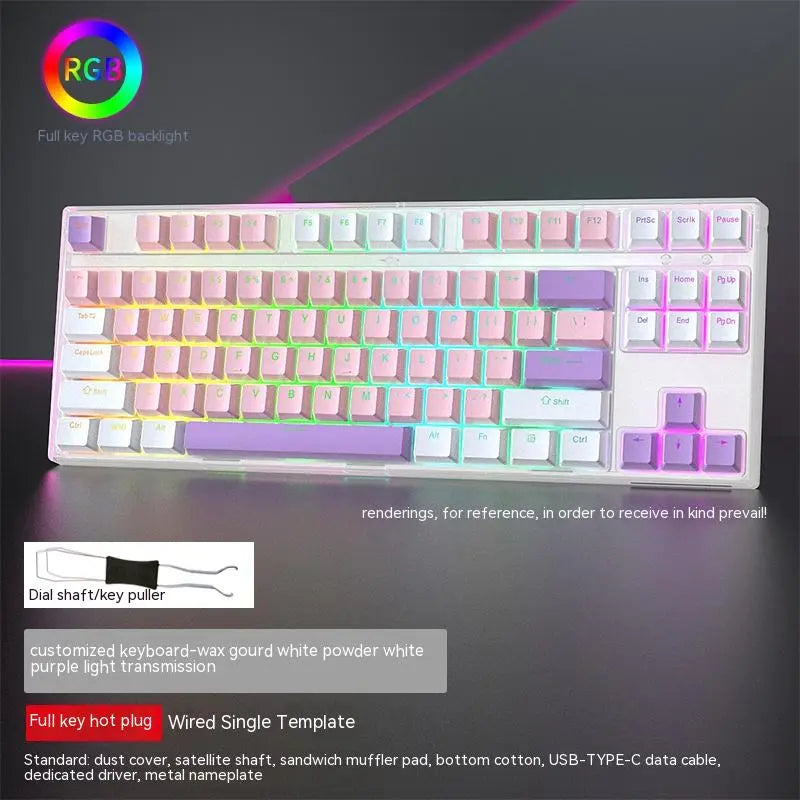 Swappable Axis Gaming Mechanical Keyboard 87 key USB RGB backlight