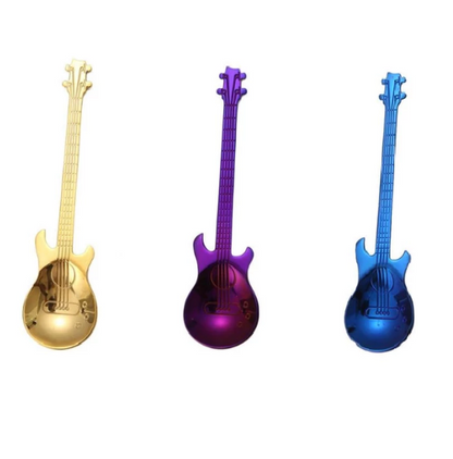 Gold-Plated Stainless Steel Guitar Coffee Spoon