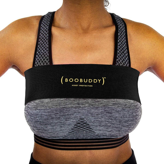 Booband Boobuddy Breast Support Band for Women - Sports Bra Alternative Workout & Running Accessory - Boob Stabilizer Compression Strap for Zero Bounce Prevent Injury Improve Posture Black Small