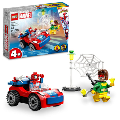 LEGO Marvel Spider-Mans Car and Doc Ock Building Set Spidey and His Amazing Friends Buildable Toy for Kids 4 Plus Years Old with Glow in The Dark Pieces 10789